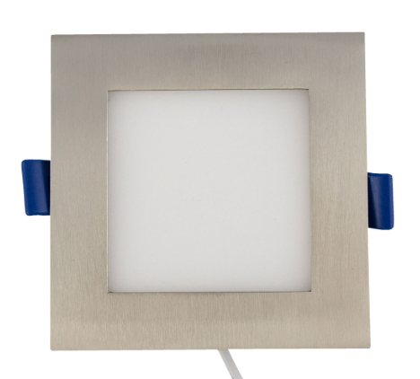 6" Square Recessed Panel Light, 12W, 3000K, Brushed Nickel