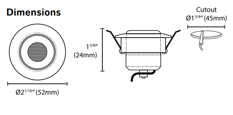 2" Round Recessed Gimbal Puck Light, 12V, 3 Watt, 3000K, Black