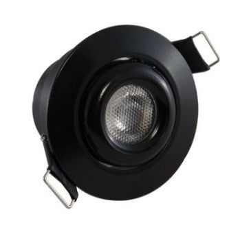 2" Round Recessed Gimbal Puck Light, 12V, 3 Watt, 3000K, Black