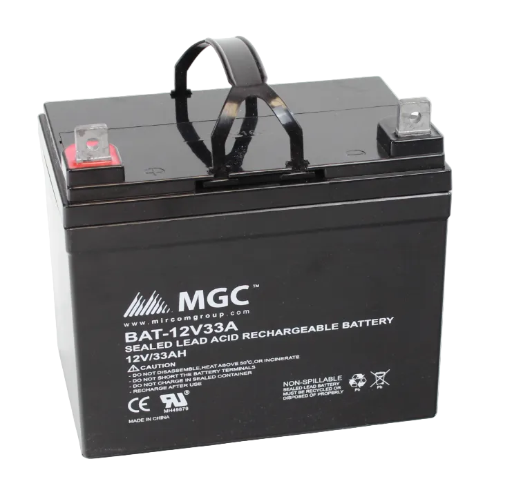 An MGC brand 12V 83Ah sealed lead acid rechargeable battery, shown from a three-quarter angle on a white background.